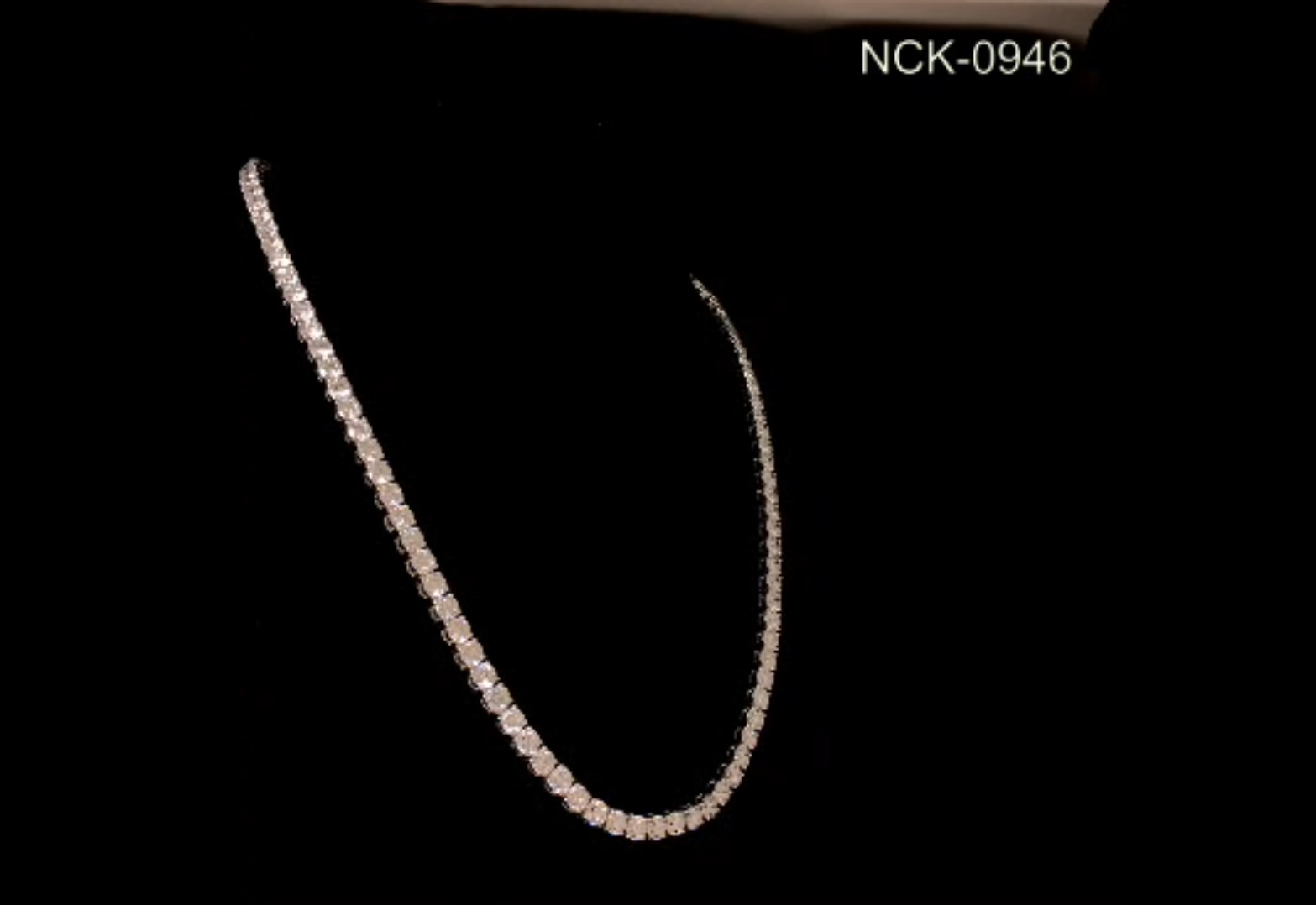 3MM Round Cut 925 Silver Moissanite Diamond Tennis Necklace.