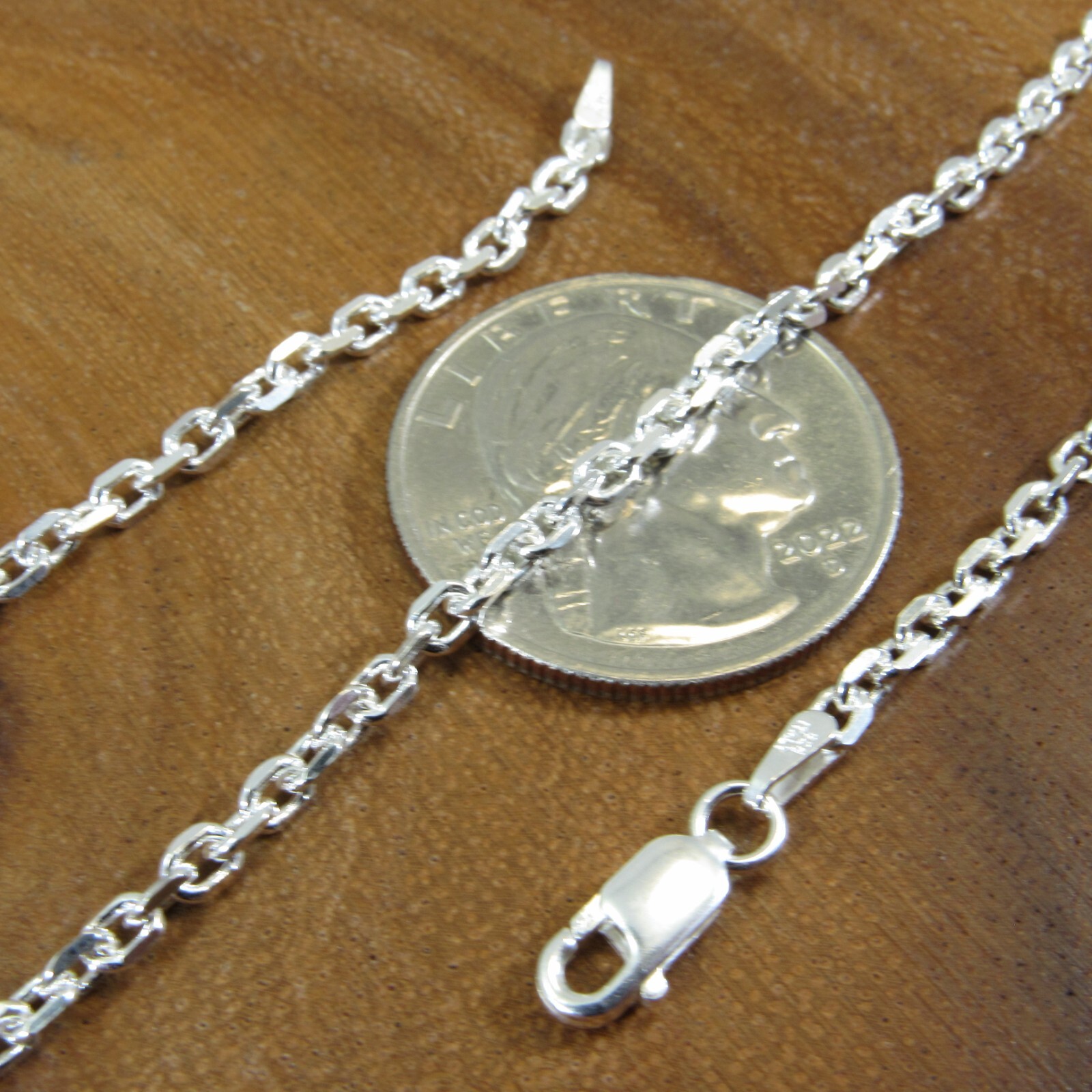 Solid 925 Sterling Silver Italian Men’s Anchor / Cable Link Chain, Made in Italy