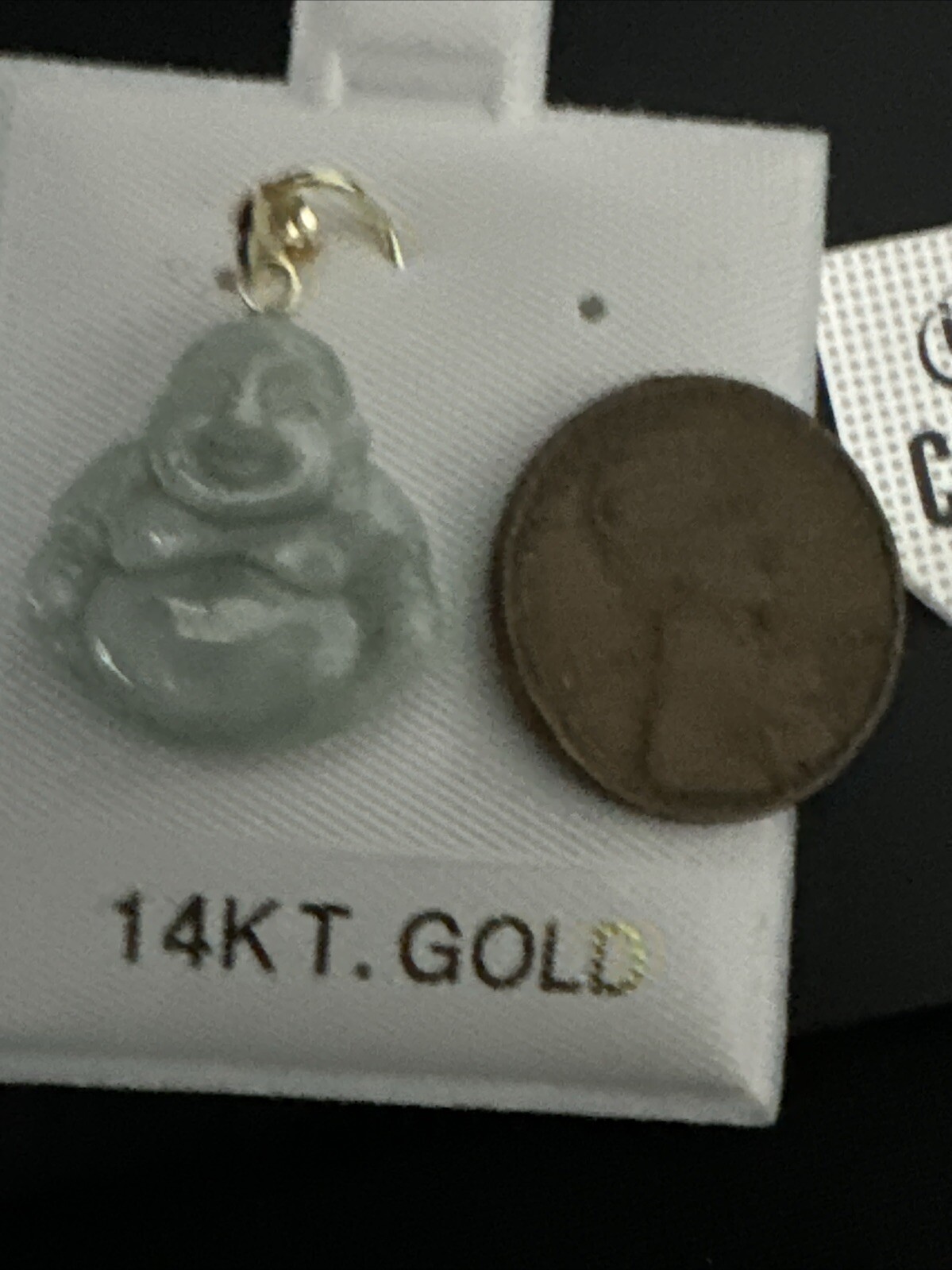 Light Green Laughing Buddha Jade Pendant (14K)