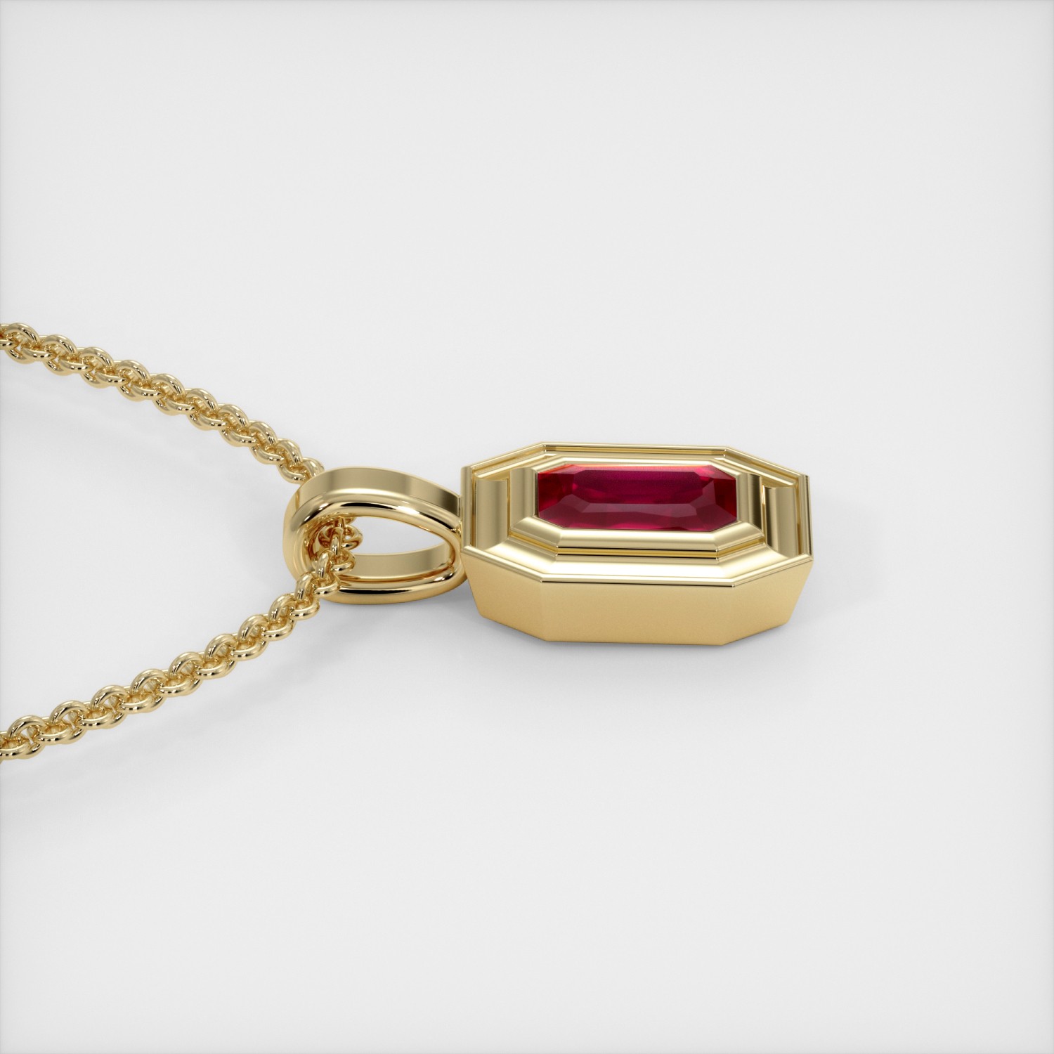 Burma (Myanmar) Emerald Cut Red Ruby 18K Yellow Gold Pendant 0.52CT