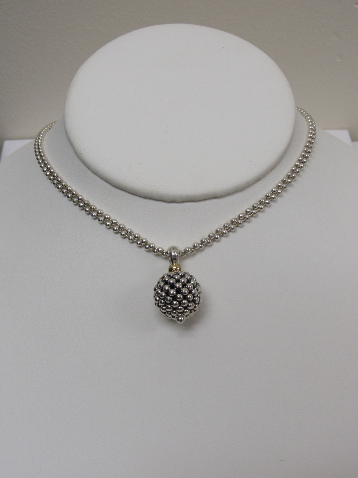 Designer LAGOS Sterling Silver Signature Caviar Beaded Ball Necklace