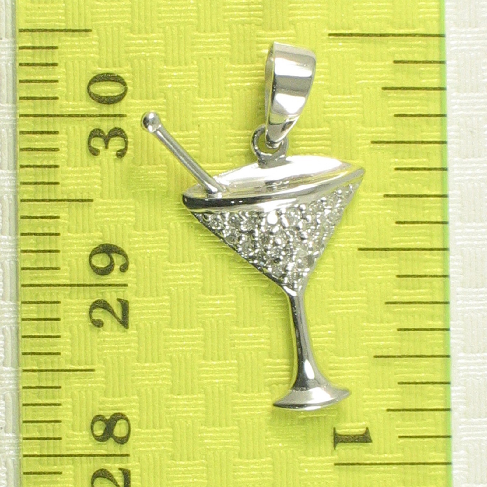 Beautiful Cocktail Cup Design 14kt Solid White Gold Diamond Pendant Necklace