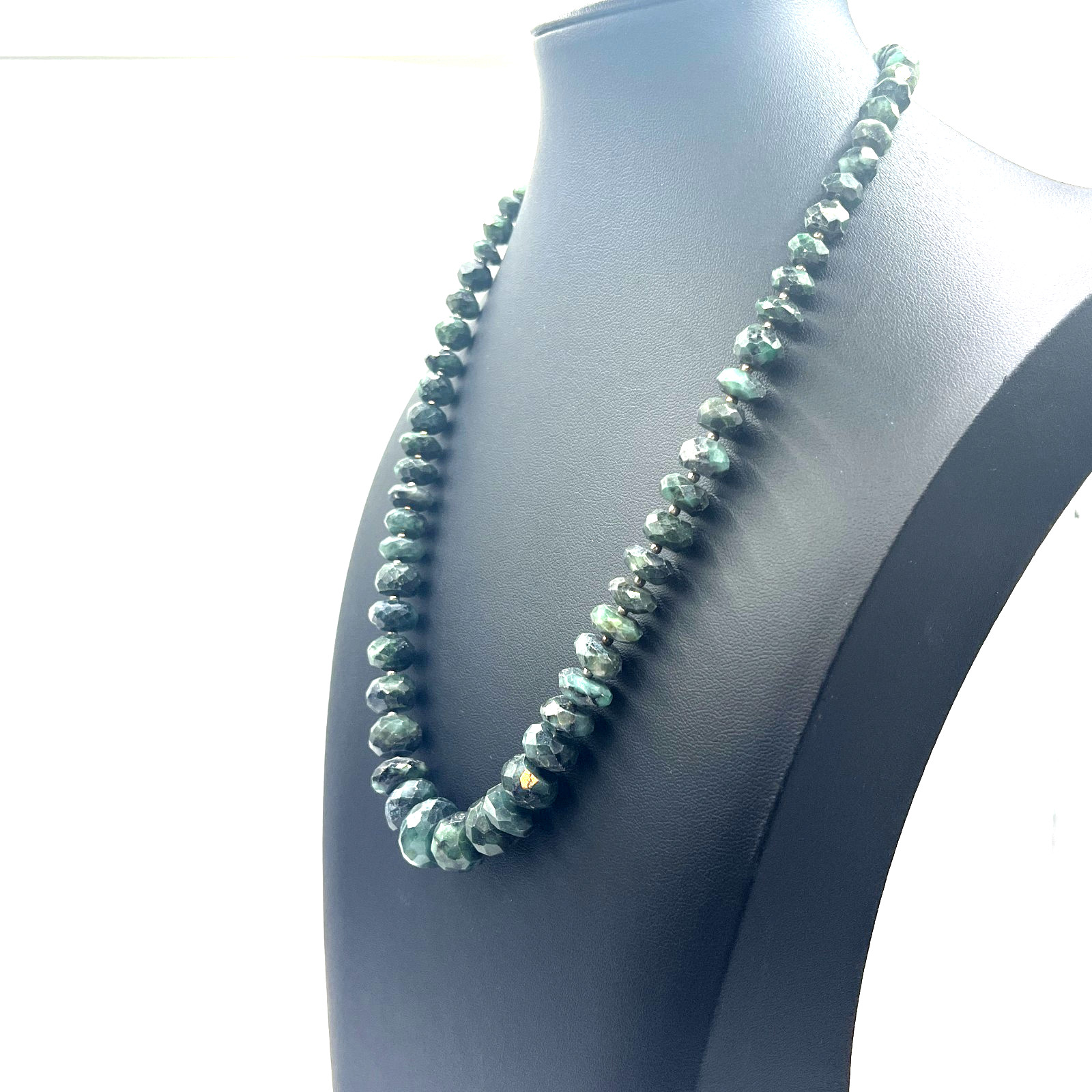 RSI Necklace Labradorite Faceted Bead Single Strand Graduated Sterling 925 Clasp