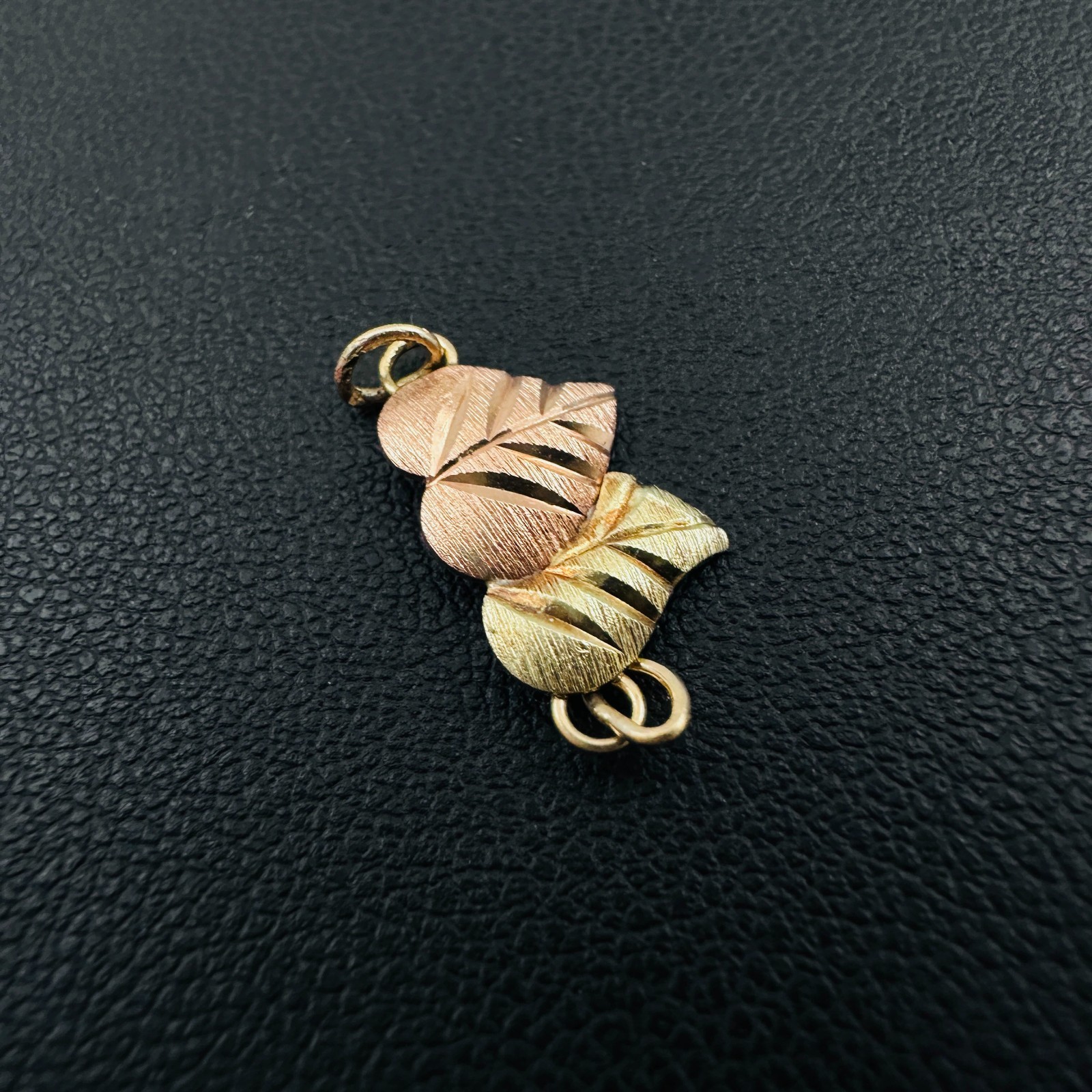 Solid 10K Multi-Tone Gold Black Hills Leaf Slider Pendant / Bracelet Attachment