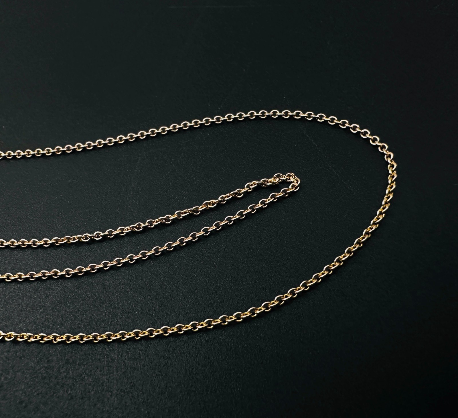 Vintage Solid 10K Yellow Gold Rolo Link Chain Necklace, 1.2mm, 15 1/2″, 1.7g