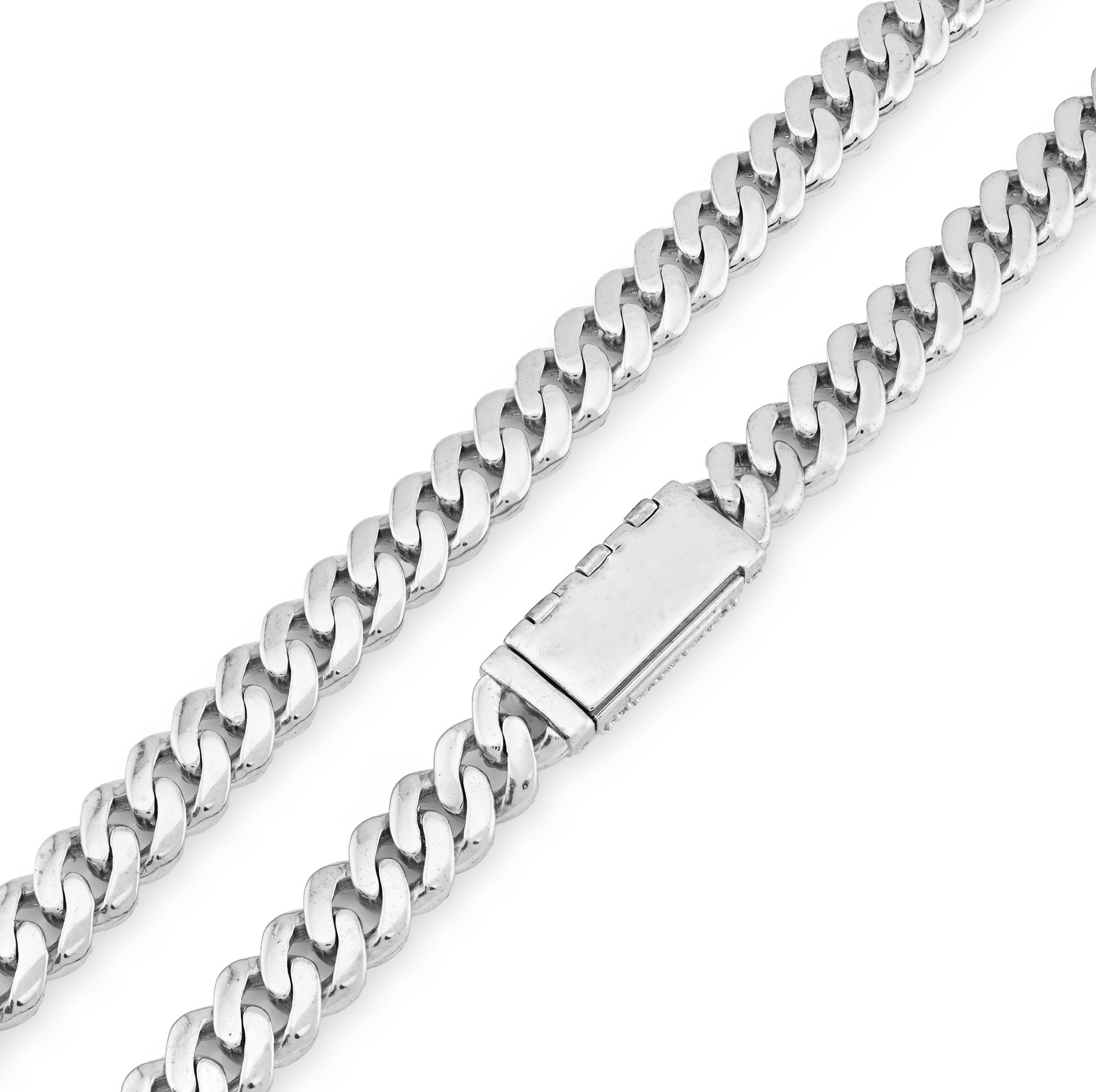 7.5MM 925 Sterling Silver 10CTW Lab Diamond Cuban Chain 59.7g 22 Inches Necklace