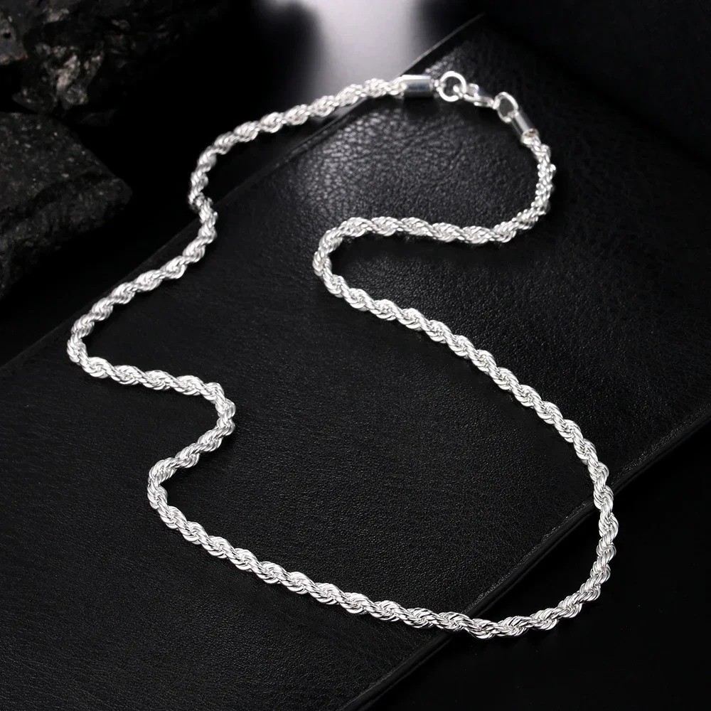 925 Sterling Silver Italian Rope Chain Men’s Necklace 4mm – NEW