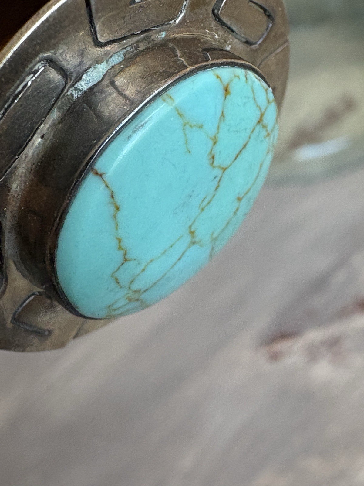 Signed 925 Sterling Silver Round Blue Turquoise color Bezel Set Pendant