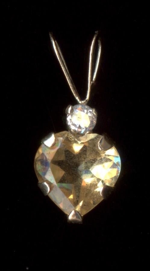 10K Fine Solid Yellow Gold 6mm Heart Orange Citrine Gemstone Pendant LW