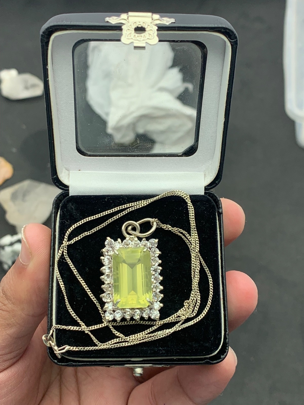 11 Grams Beautiful silver Necklace With Lamen Quartz And Mozonite From Pakistan”