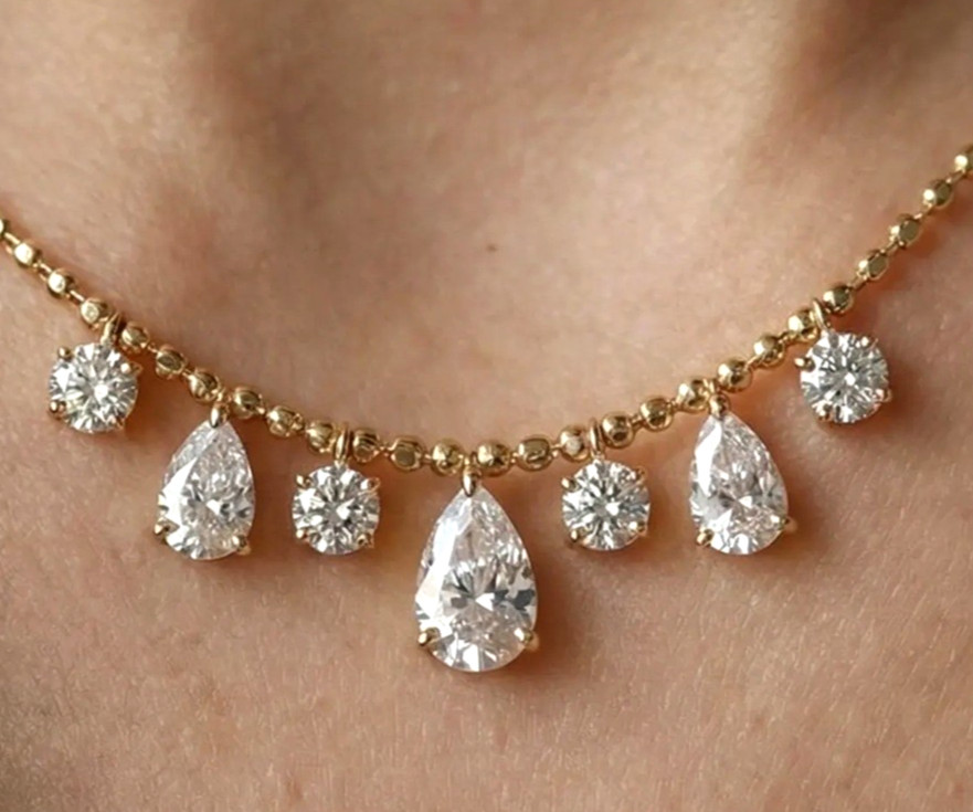 925 Silver, Amazing White Diamond Chain Necklace, 11 Ct Certified Treated