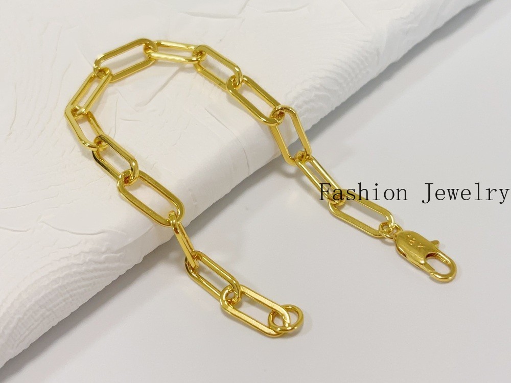 18k Yellow Gold 7.5mm Paperclip Chain Cable Rolo Link Bracelet Womens Men 7.5″