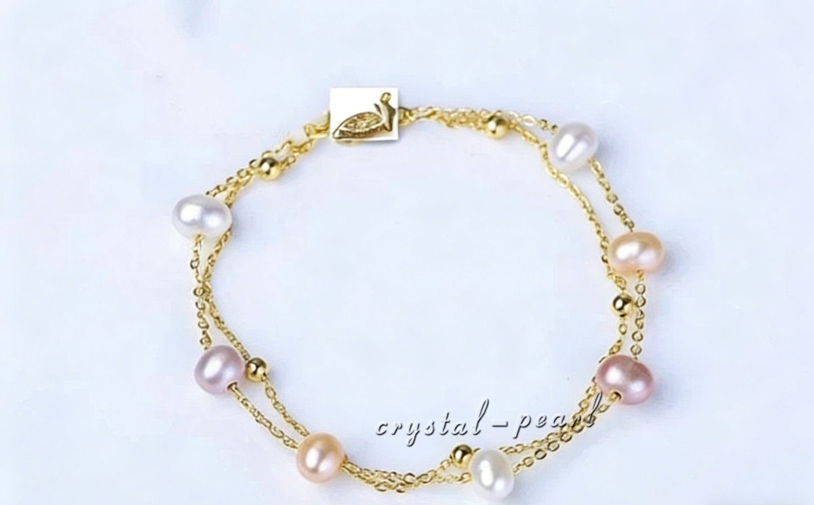Beautiful 7.5-8″ AAA real Akoya white pink purple pearl Bracelet 14K Gold
