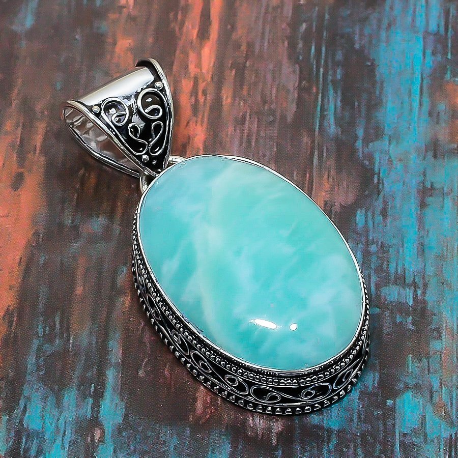 Amazonite Gemstone Handmade Gift Jewelry Pendant 2.09″ m626