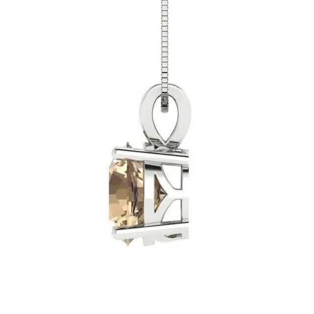 2Ct Round Cut Lab-Created Chocolate Diamond Pendant 14k White Gold Finish
