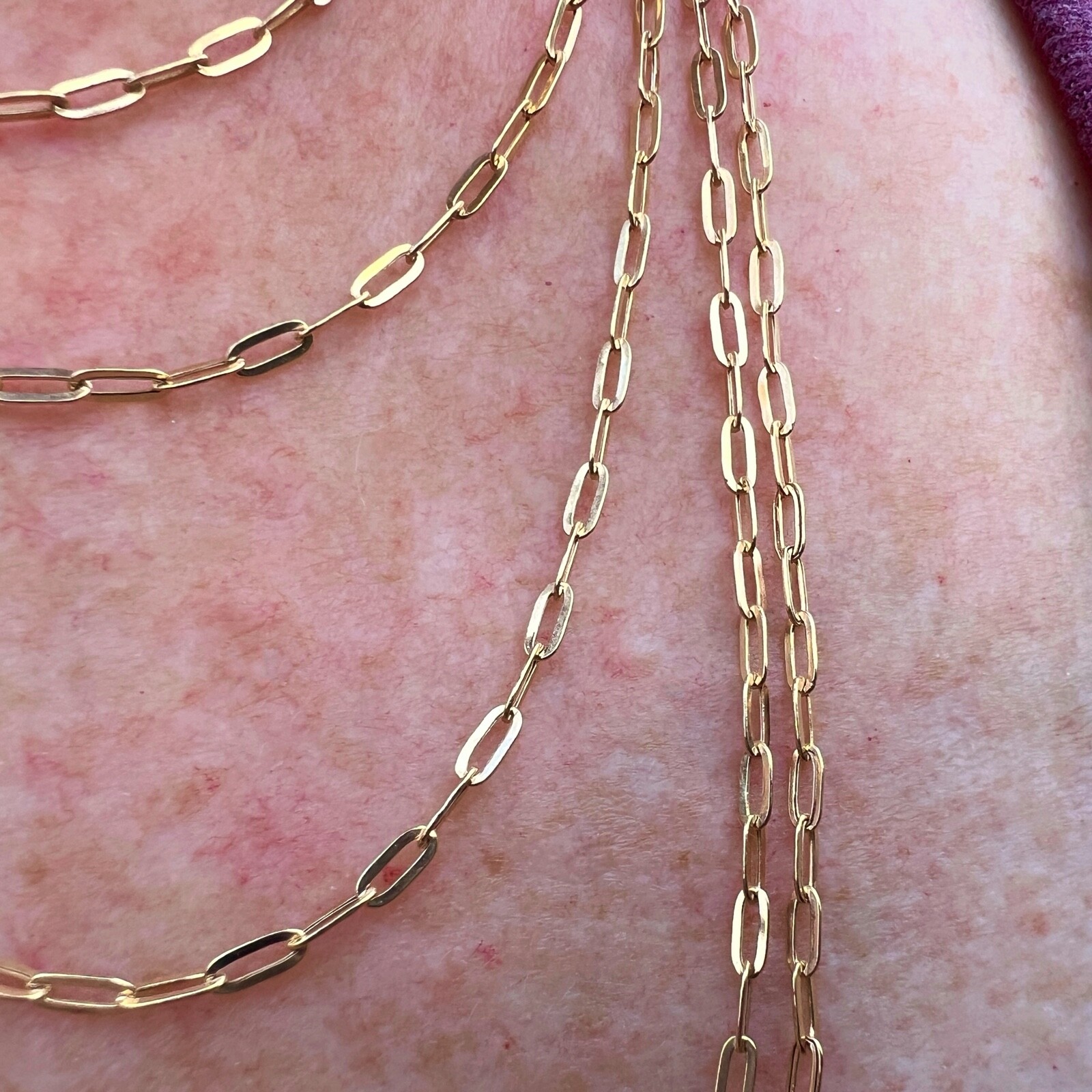 Real Solid 14K Gold Paperclip Paper Clip Chain Necklace Italy 16‘‘~24″ 2.6MM