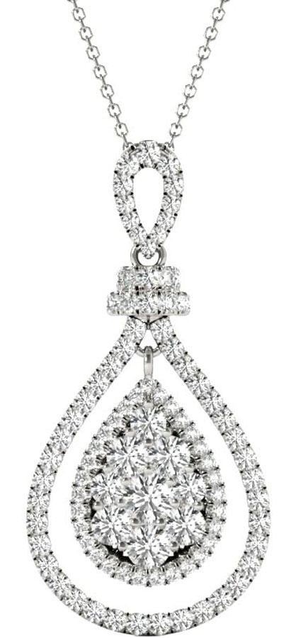 Natural Diamond Pendant 18K White Gold 1.03 carat Oval F-G VS-SI1 16″ Necklace