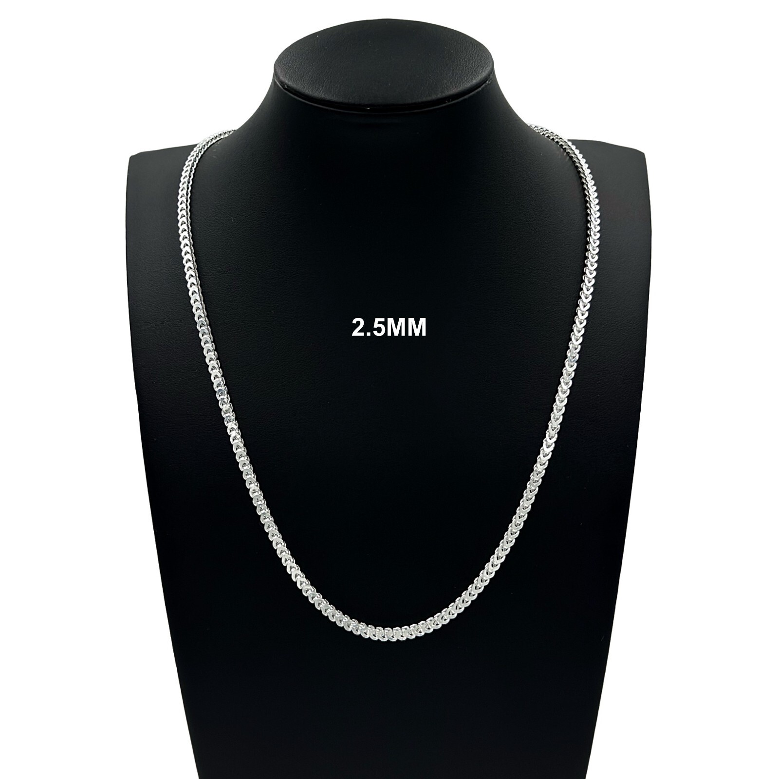 2.5MM Real 925 SOLID Sterling Silver Italian FRANCO LINK CHAIN Necklace UNISEX