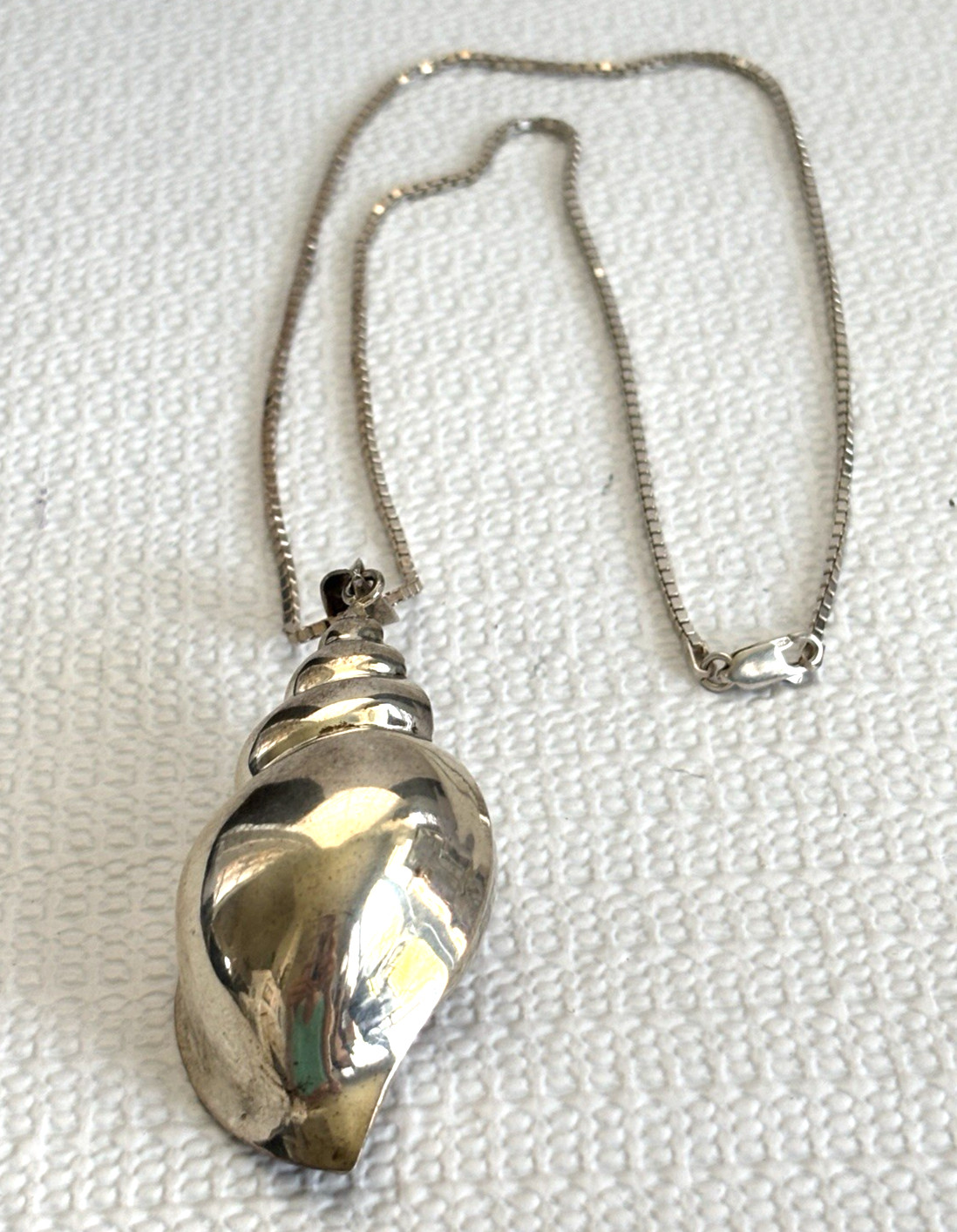 Large 3 ” sterling silver 925 seashell pendant necklace 21″ Milor Italy chain