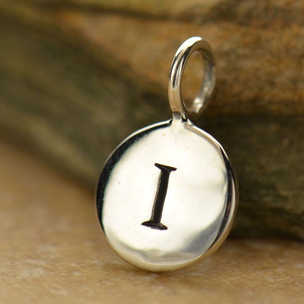 925 Sterling Silver Letter Disk Round Charm Initial Alphabet Pendant – Free Ship