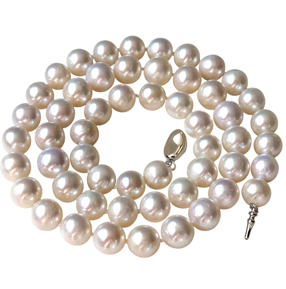 16″ Inch Choker Genuine Cultured Freshwater 8-9mm ROUND White Pearl Necklace