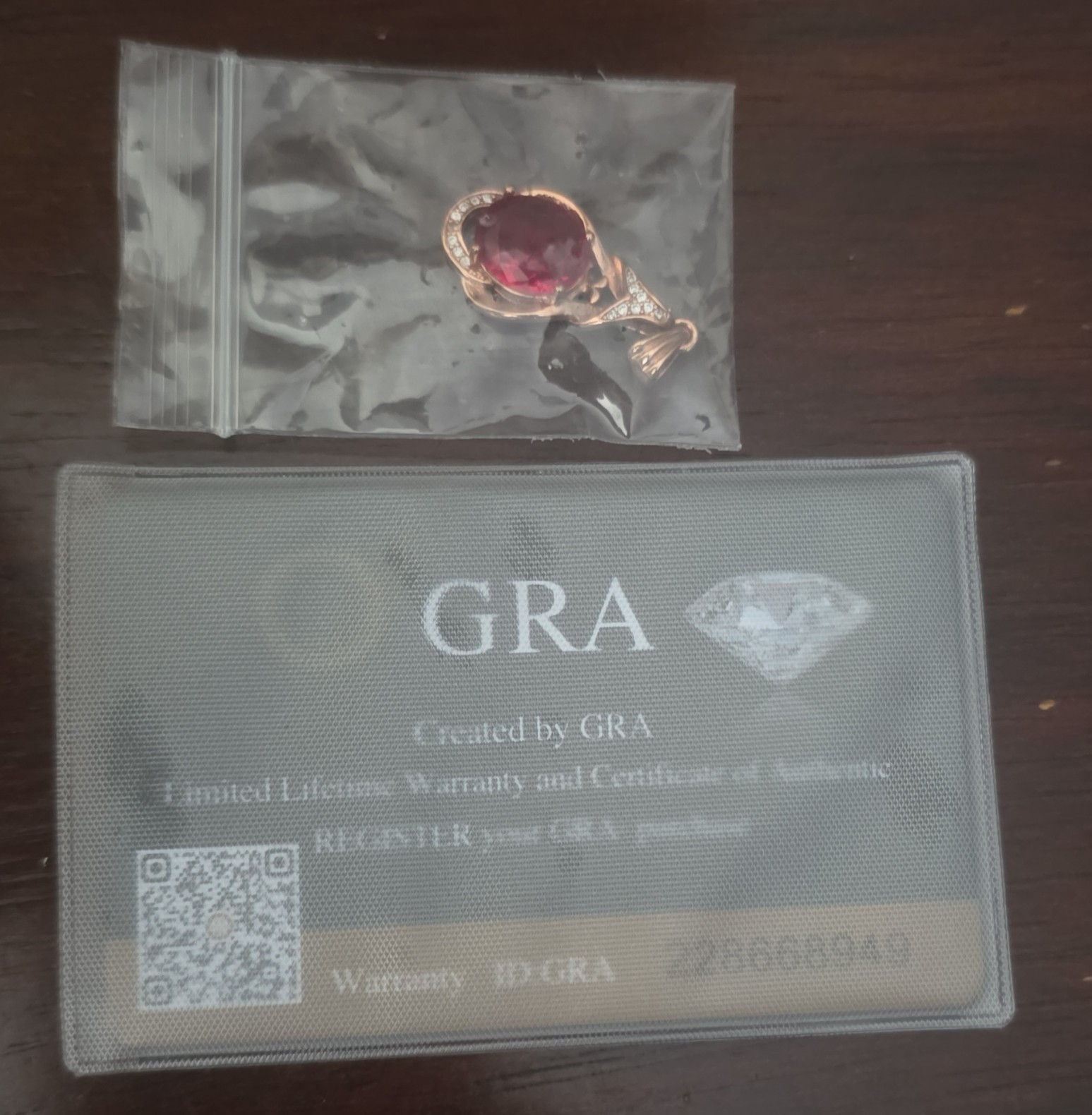 GRA 925 Yellow Gold Oval Ruby Pendant/Charm, Gold Tone Red Stone w/ Cert Card