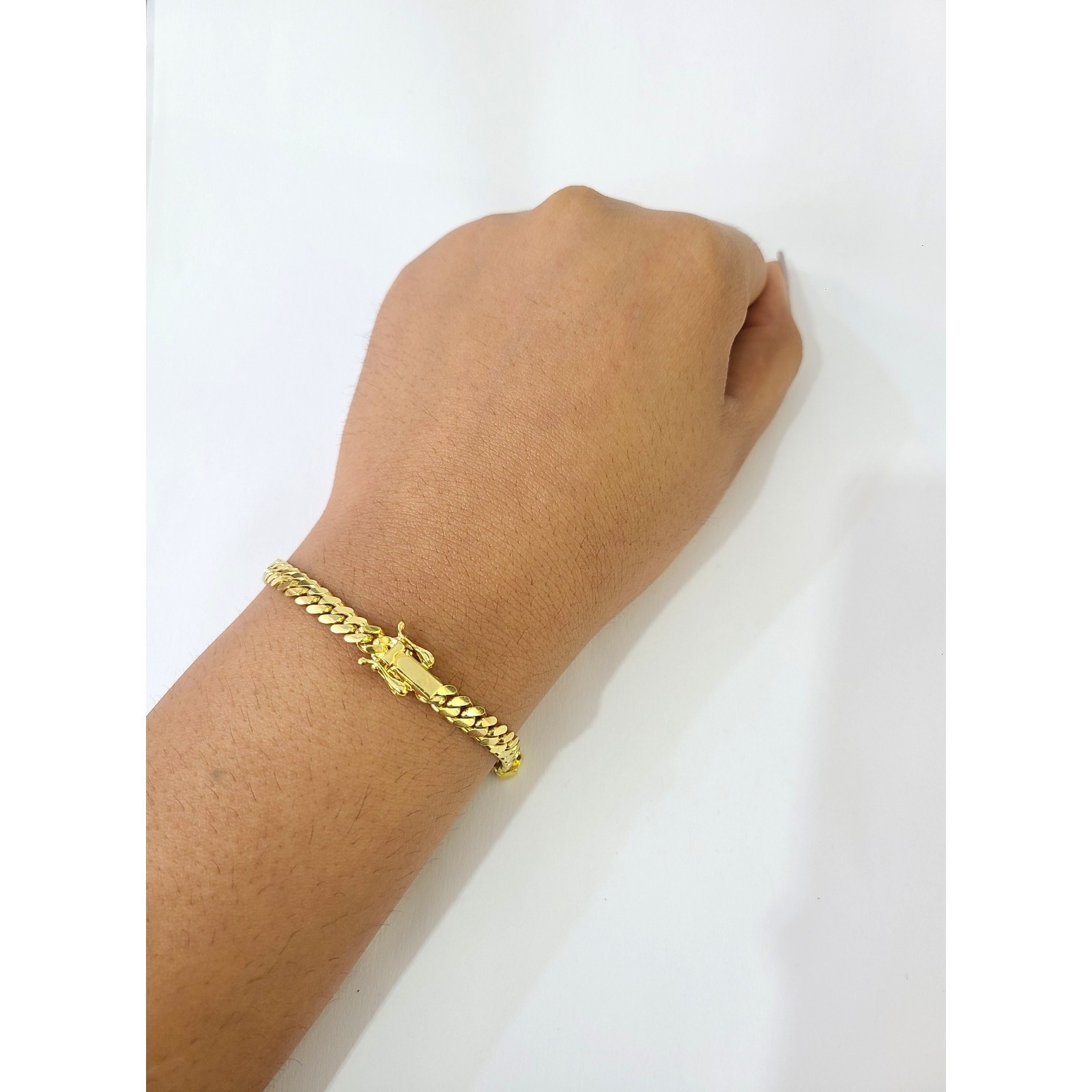 10k Real Solid Gold Miami Cuban Bracelet 5mm Link 7″ inch Women Men