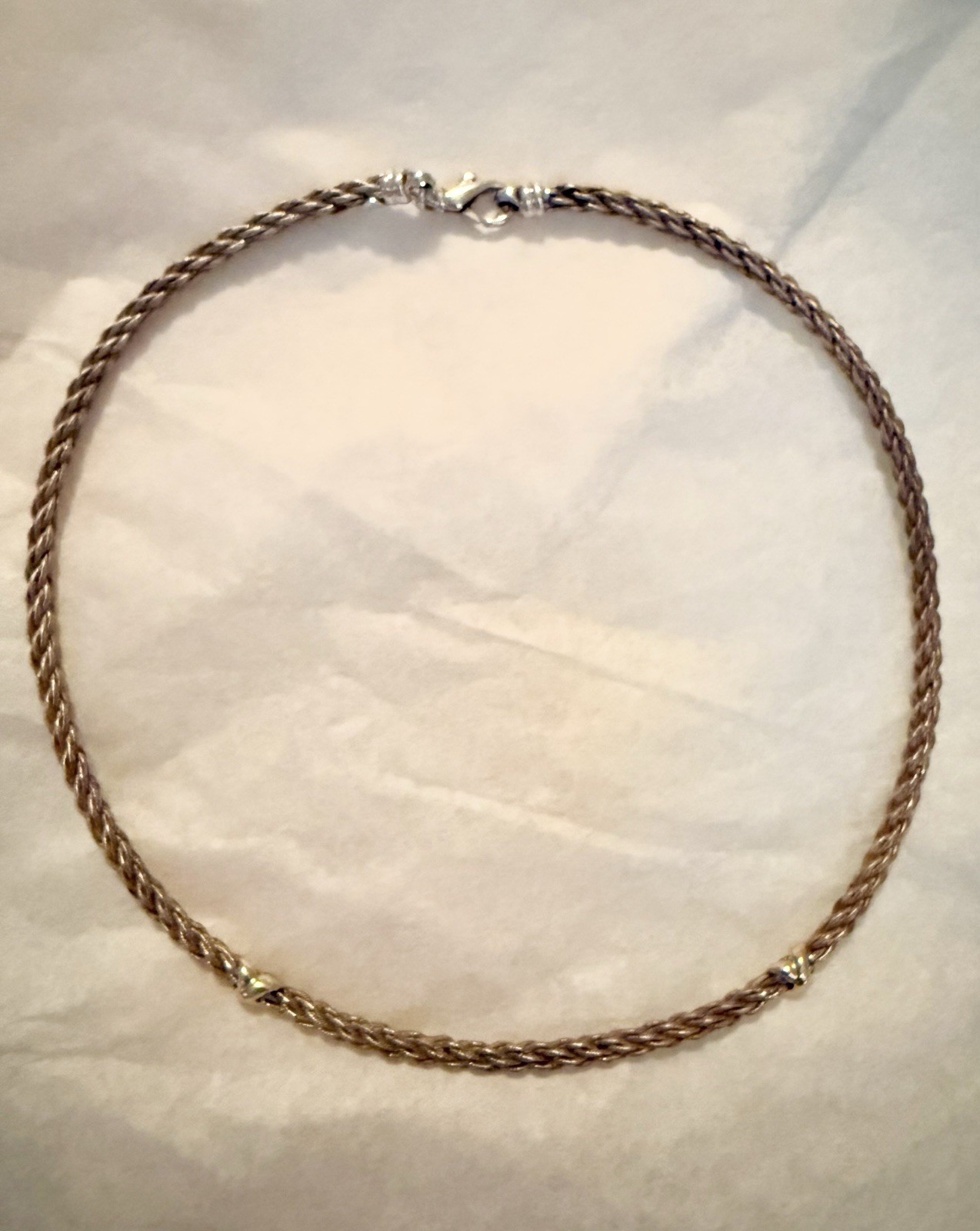 Vtg 18k Gold And 925 Silver Necklace -Made In Italy. 21 Grams
