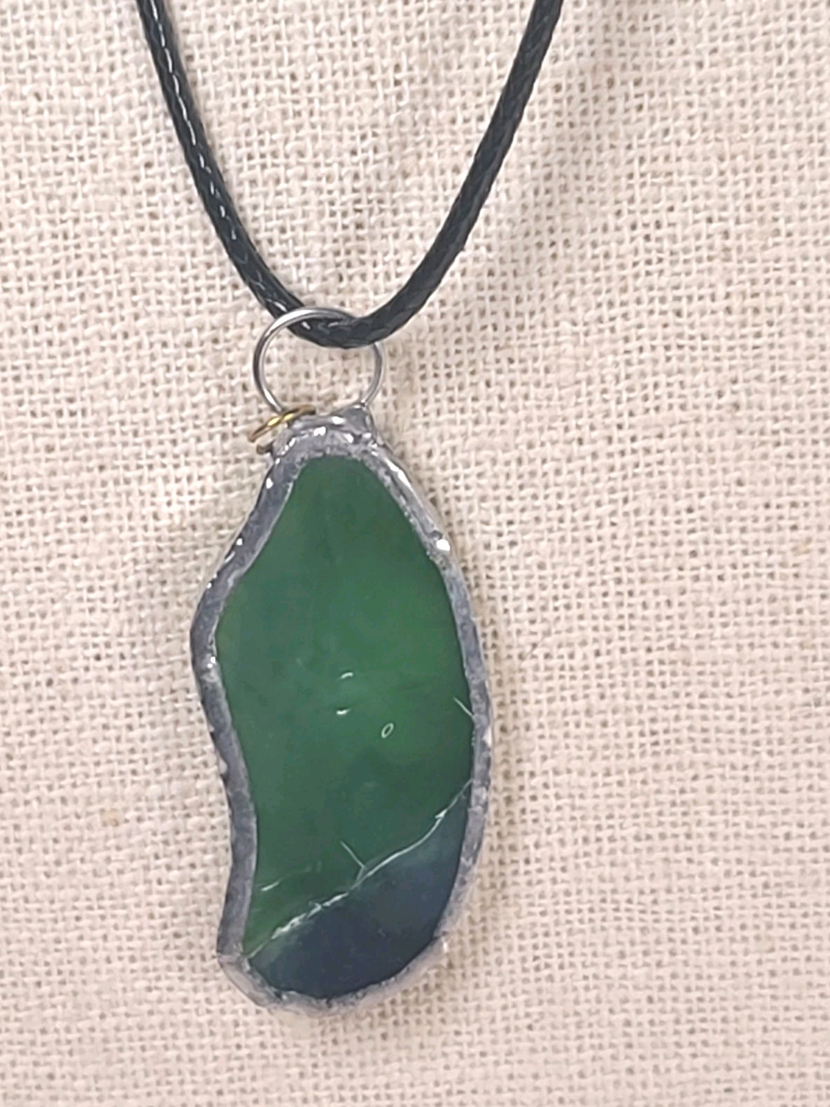 Vintage Glass Green & Blue Sea Glass Sterling Silver Dangle Pendant Handmade