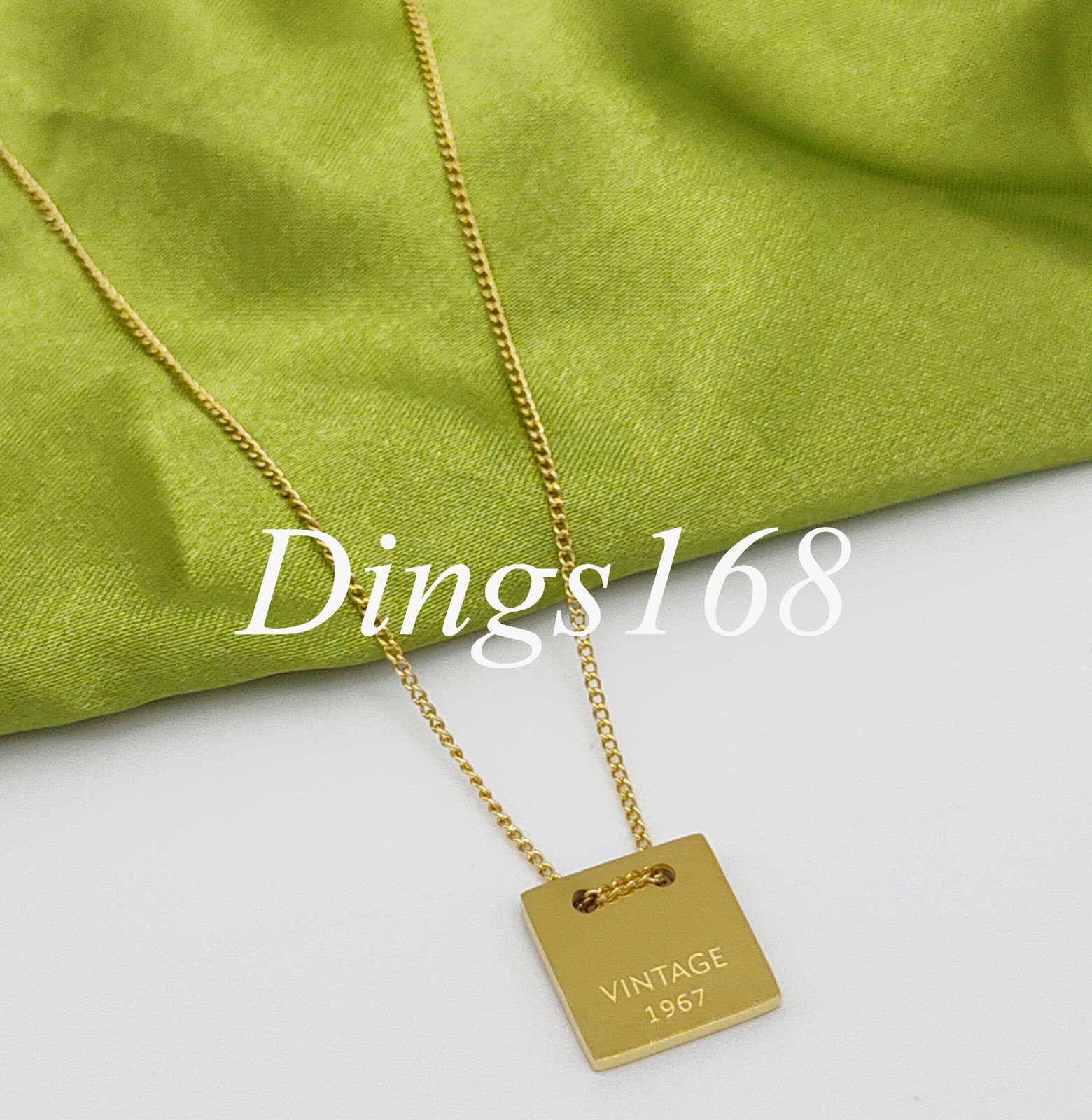 18K Yellow Gold Filled Hypoallergenic 0.5″Square 16+2.4 inch 1mm Choker Necklace
