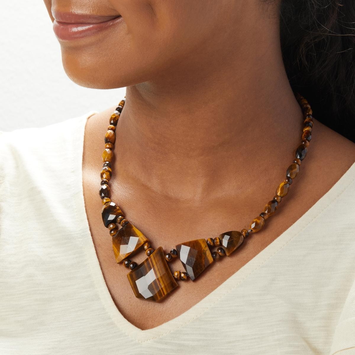 Jay King Sterling Silver Tiger’s Eye Statement Necklace 18″