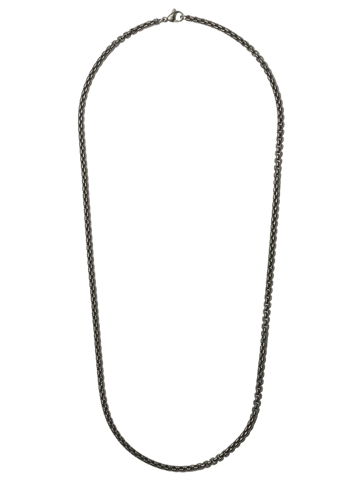 David Yurman 26 Inch Box Chain Necklace in Darkened Stainless Steel, 4mm