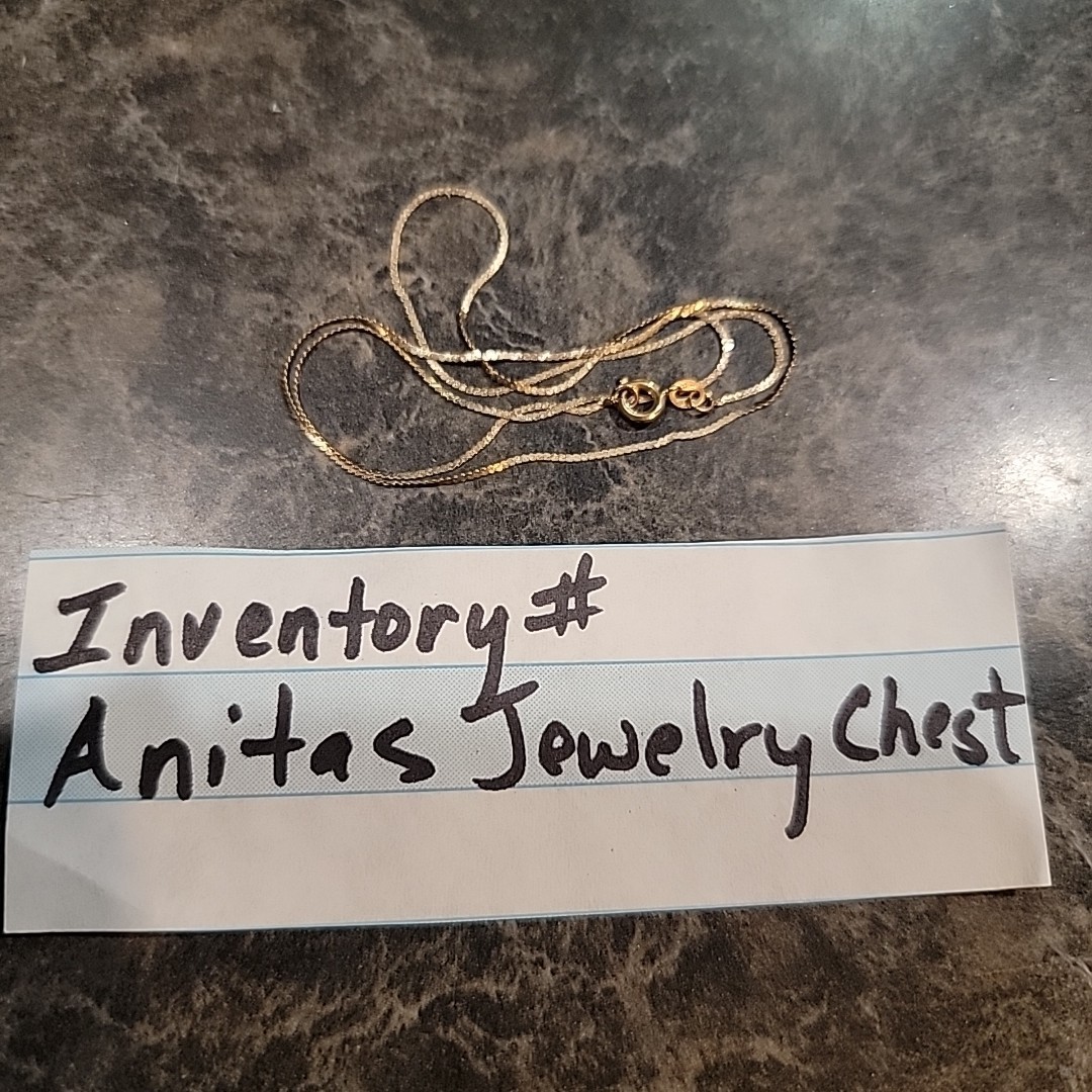 15″ 14KT Yellow Gold Serpentine Chain Link Necklace Italy