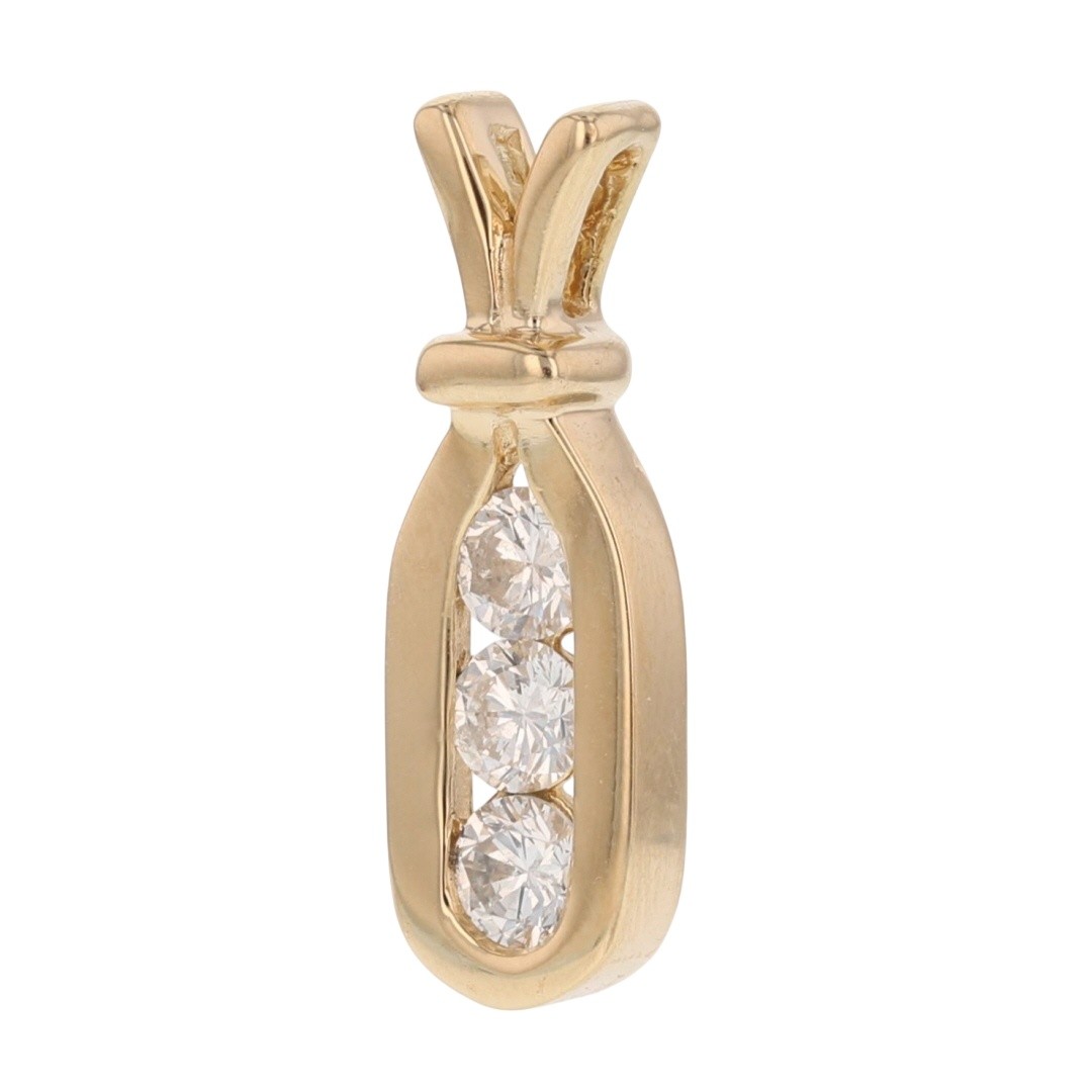 .46ctw Round Cut Diamond Three-Stone Pendant No Chain 14k Yellow Gold 2.17 Grams