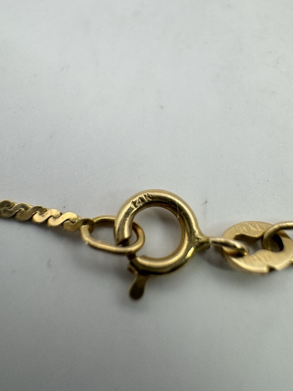 14K Solid Gold 15” Serpentine S-Link Choker Necklace 1MM