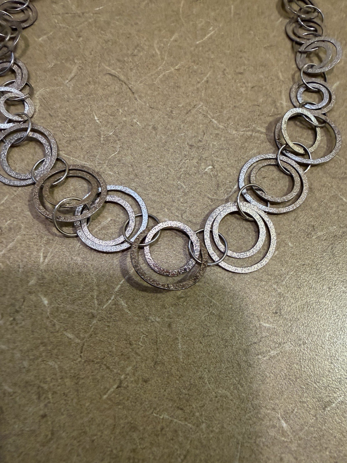 Milor Italy Sterling Silver 925 Interlocking Circles Round Chain Link Necklace