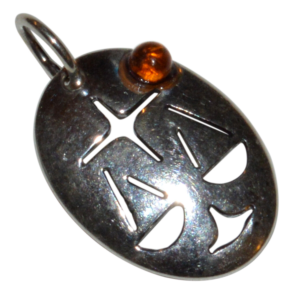 1.65g Horoscope – Libra Authentic Baltic Amber 925 Silver Pendant N-A752