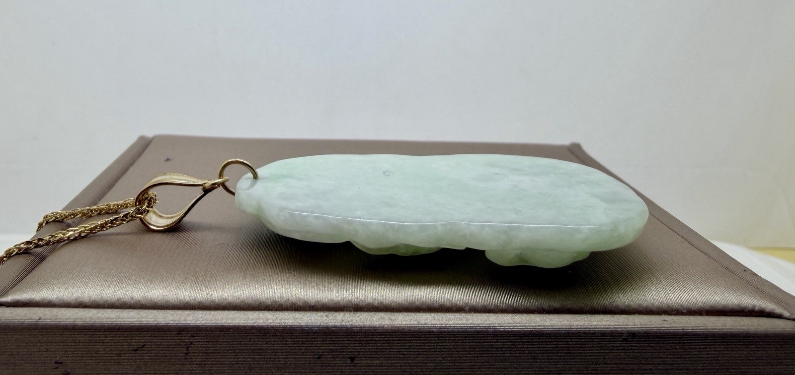 Real 10K Bail Top 100% Natural Green Jade Pendant Dragon Myanmar Jade FREE CHAIN