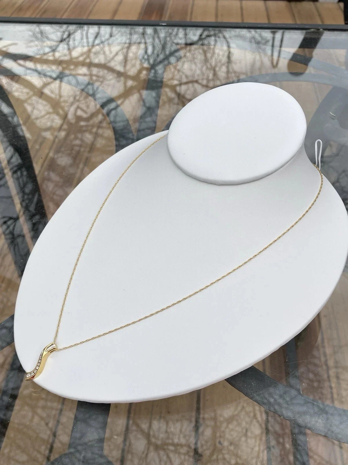 DJBM 925 Channel Set .23ct Diamond Pendant on 21” 14k Gold Chain Necklace, 1.6g