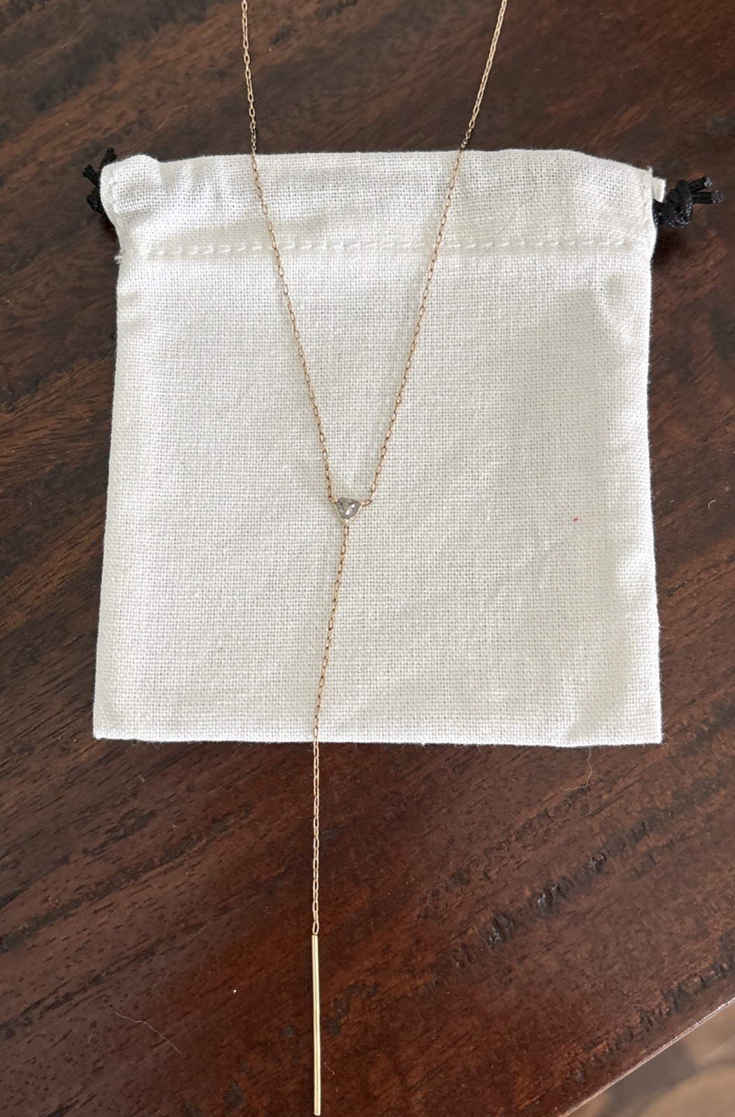 Gray Rose Cut Diamond Lariat Pendant