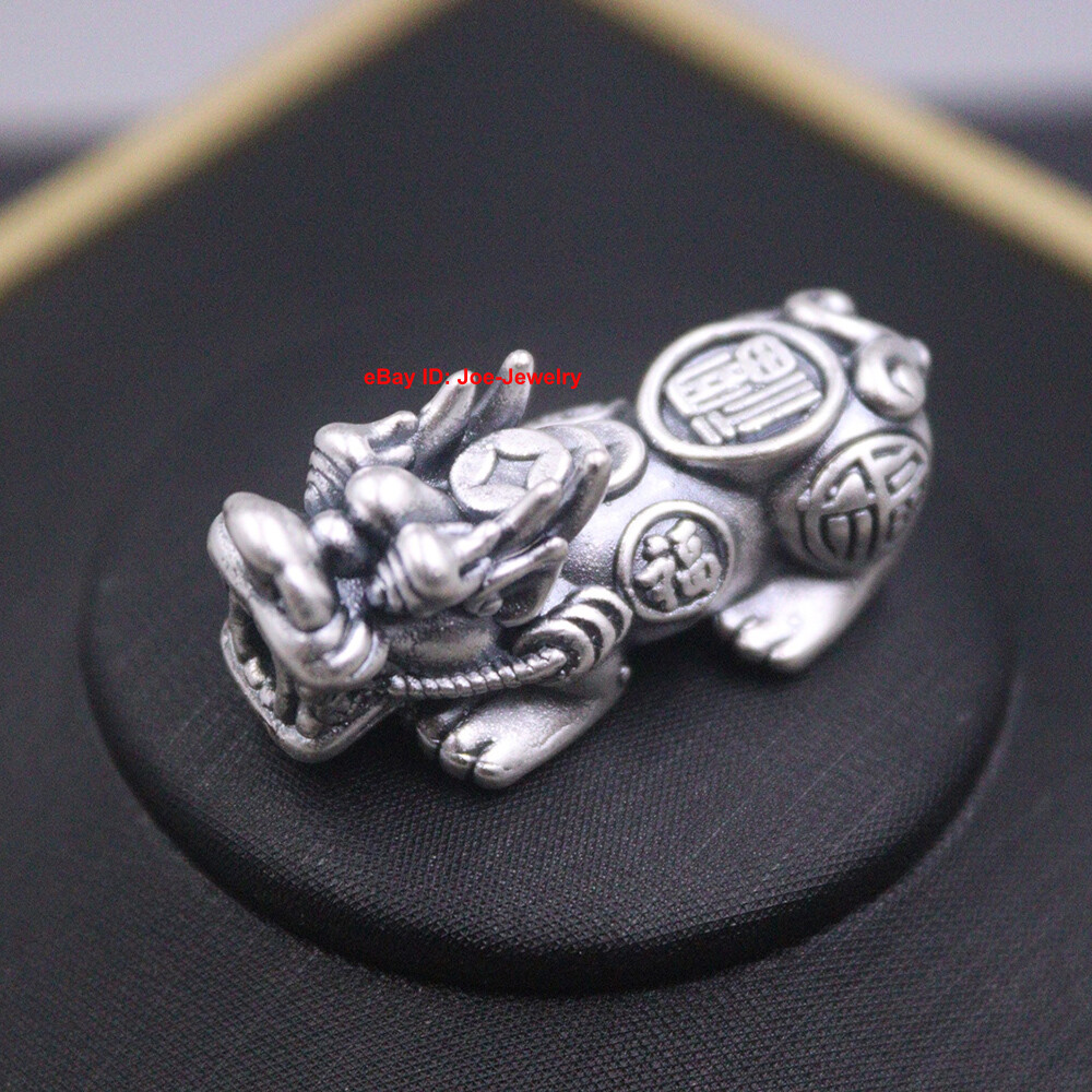 Real 999 Fine Silver Pendant Dragon-Son Rich Pixiu Small Pendant 32mm L (1pcs)