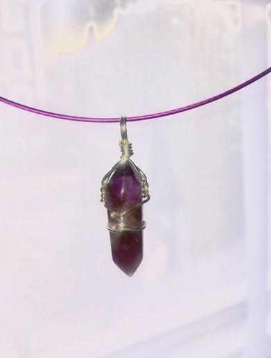 Pendant Amethyst Crystal Quartz Purple Cord Brazil Birthday Gift Brazil Calm