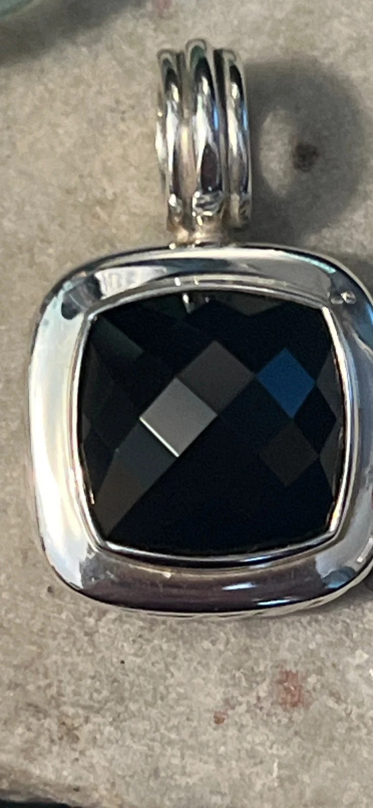 David Yurman Sterling 20 mm with 15mm Black Onyx Albion Pendant