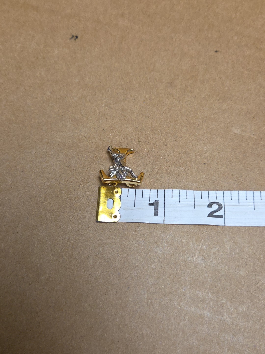 UTC 925 Sterling Silver & Gold Plate Baby Cherub & Letter T Pendant On Necklace