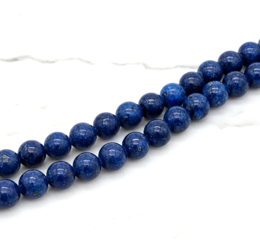 Natural Lapis Lazuli 18″ Beaded Necklace 925 Sterling Silver Lobster Clasp