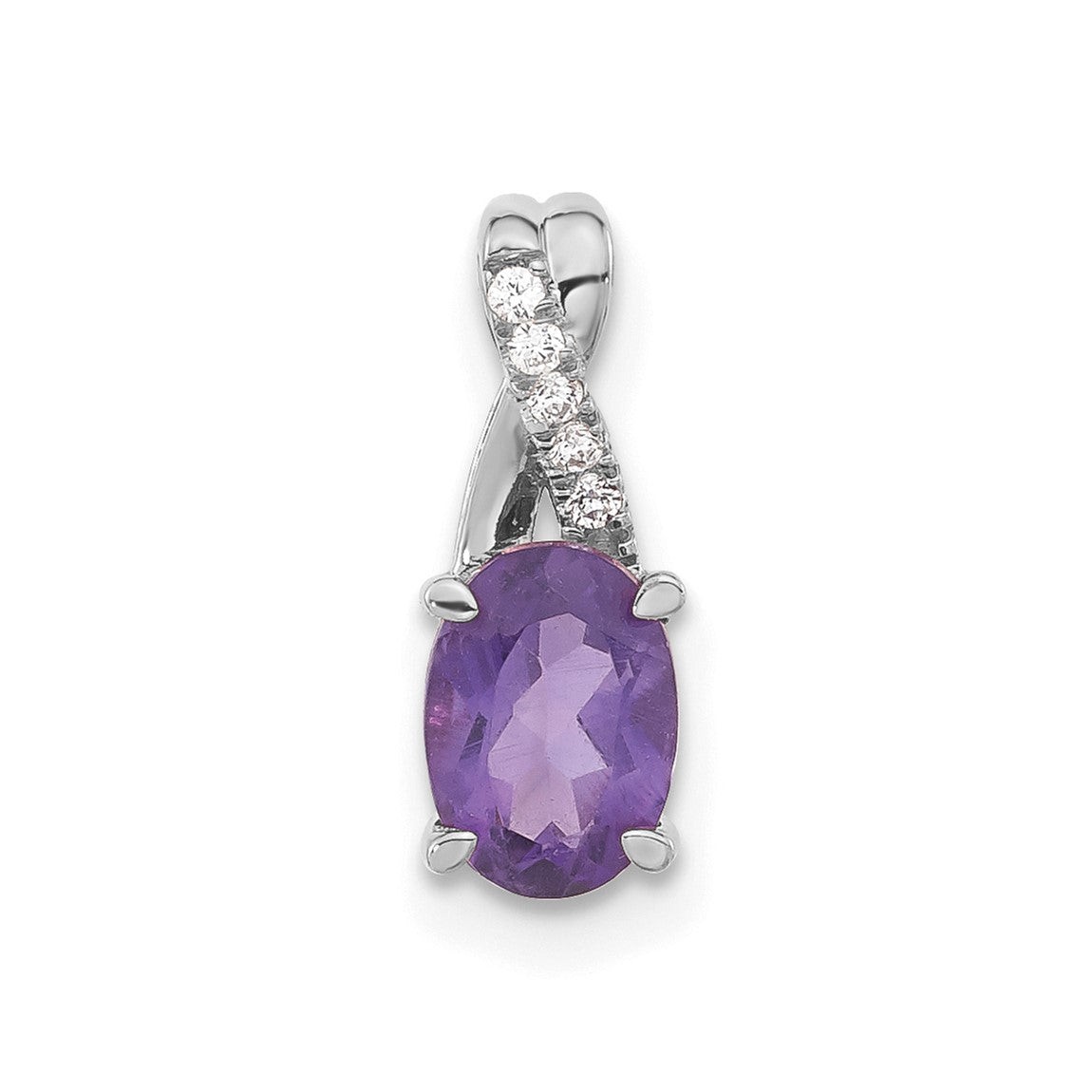 14k White Gold Oval Amethyst and Diamond Pendant PM4235-AM-003-WA