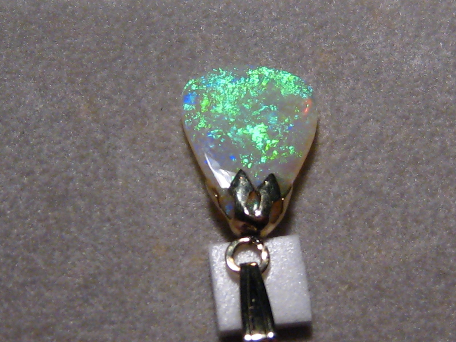 2.5 ct. Neon Green Opal Pendant , Solid 14k Yellow Gold