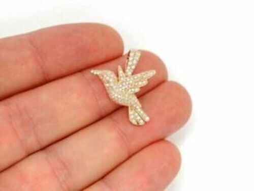 2Ct Round Cut VVS1 Diamond Humming Bird Pendant 14K Yellow Gold Over Free Chain
