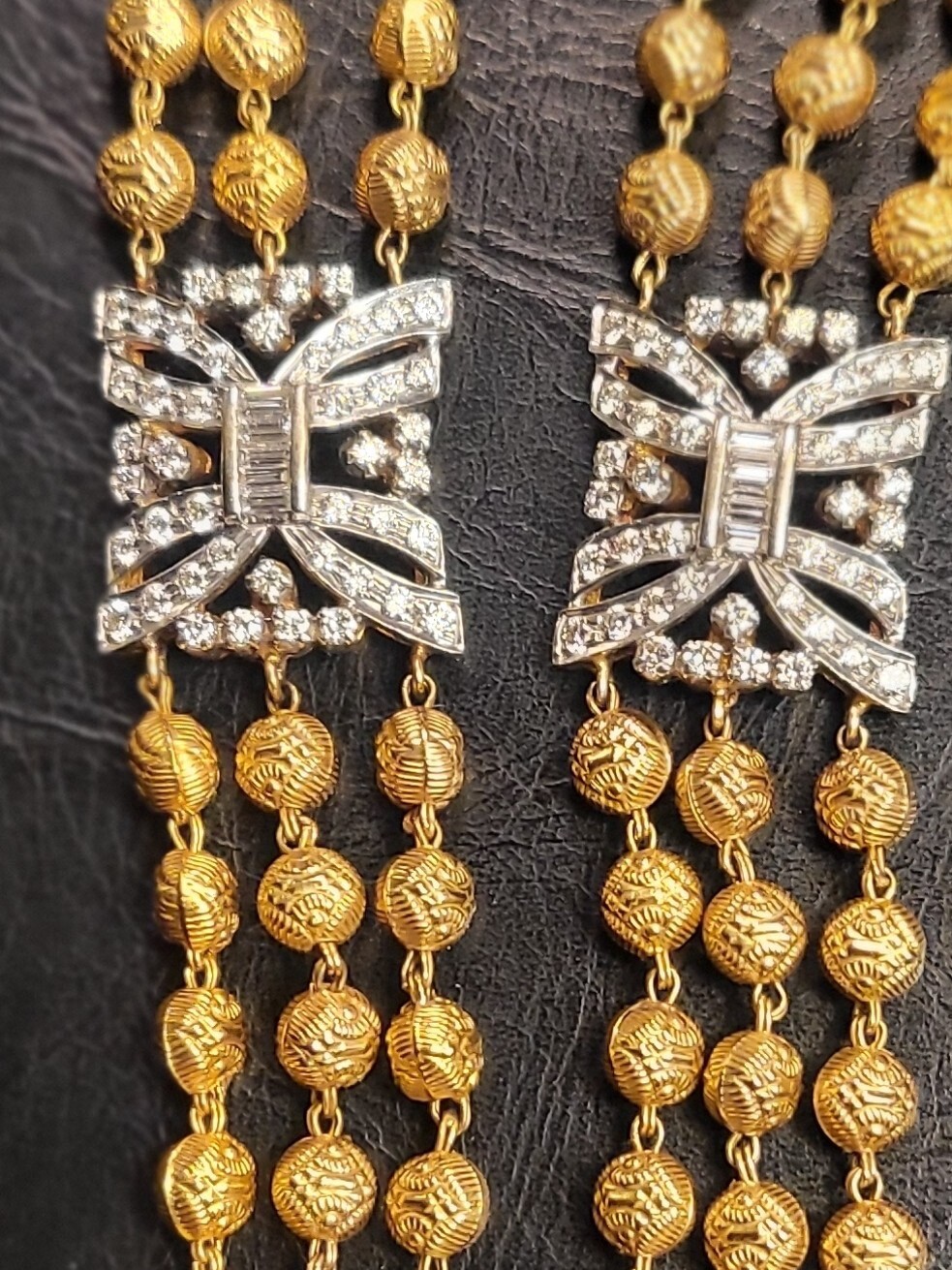 18K Gold Multi-strand Diamond Necklace/Diamonds 3.84 Carats/Weight 96.4 grams