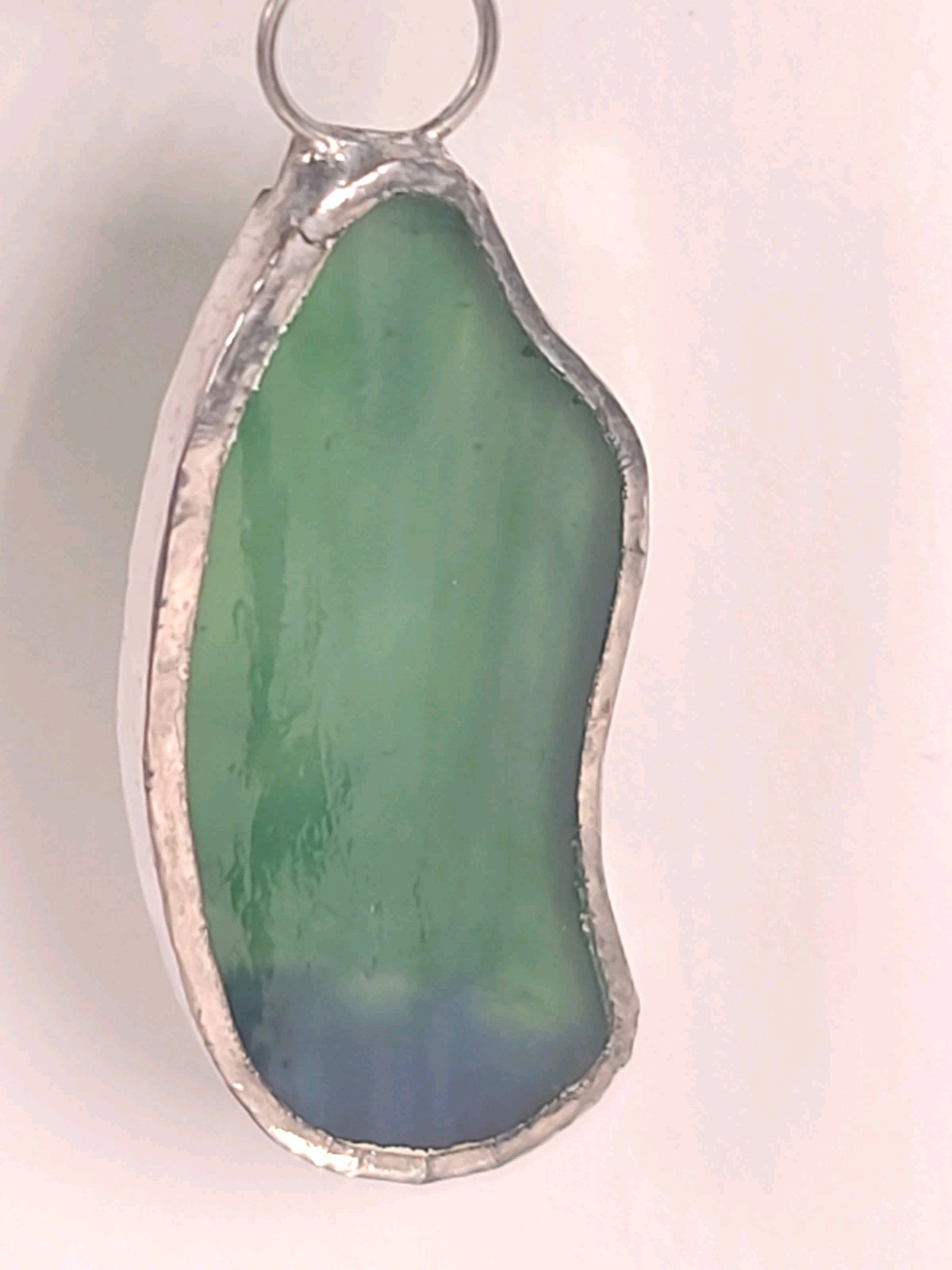 Vintage Glass Green & Blue Sea Glass Sterling Silver Dangle Pendant Handmade